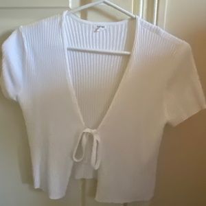Garage White Front Tie Tee Cardigan